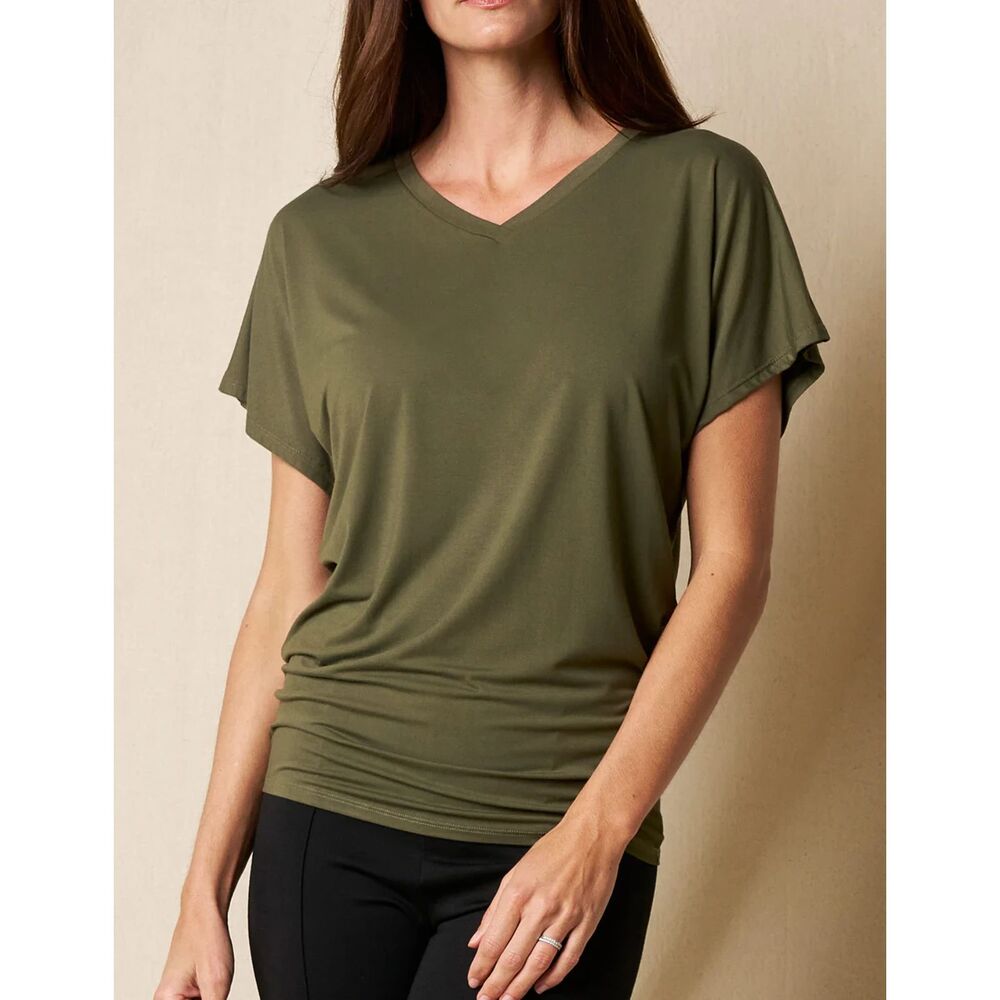 Women's SIVANA Bamboo Dolman Tunic in Olive Green Size Small